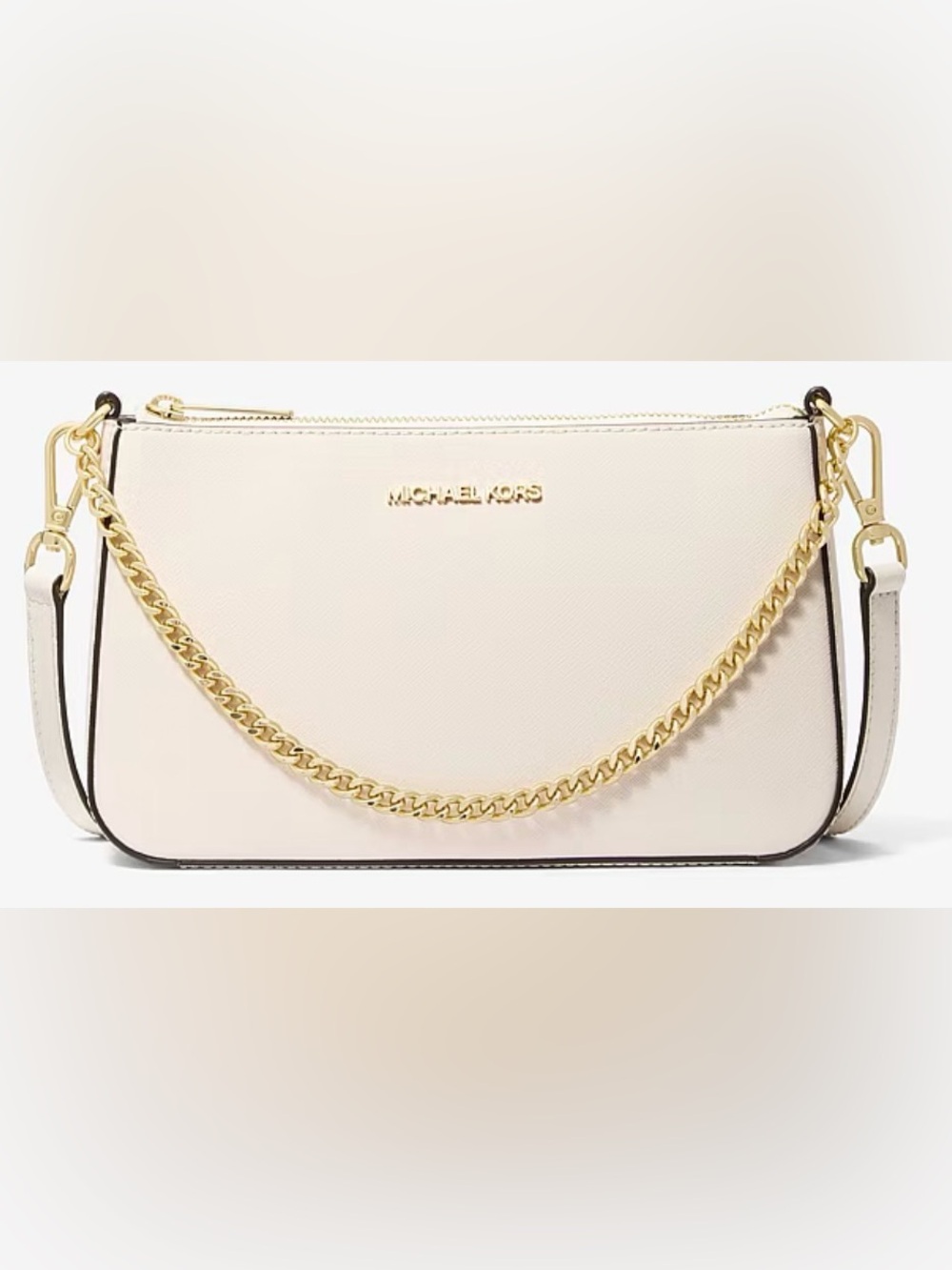 NWT Michael Kors JET SET TRAVEL Light Cream Leather Chain Purse Style:35S0GTVU6L